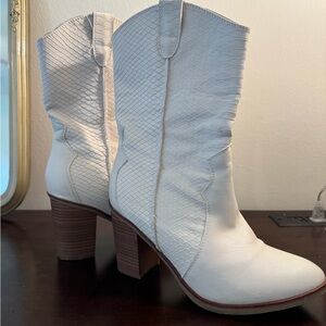 MIA ivory snakeskin cowboy boots